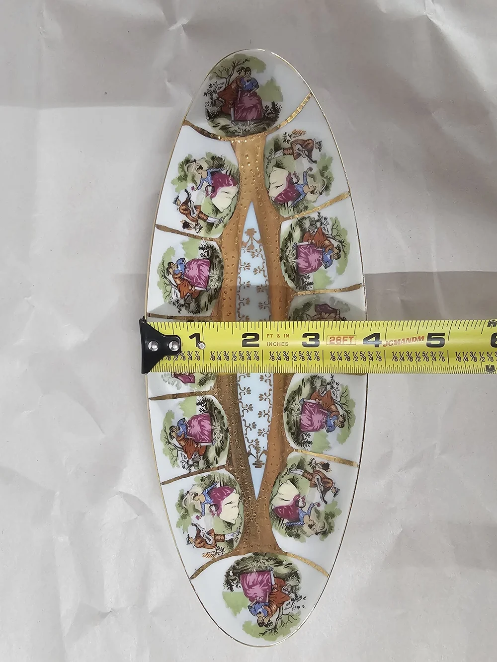 Royal Vienna Style Courting Couples Porcelain Relish Dish